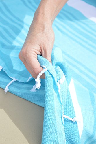ZusenZomer Toalla Hammam 150x210 Melodi - Fouta Gigante - Toalla Playa Turca XXL - 100% Algodón - Foutas Playa Comercio Justo (Verde Mar, Blanco)