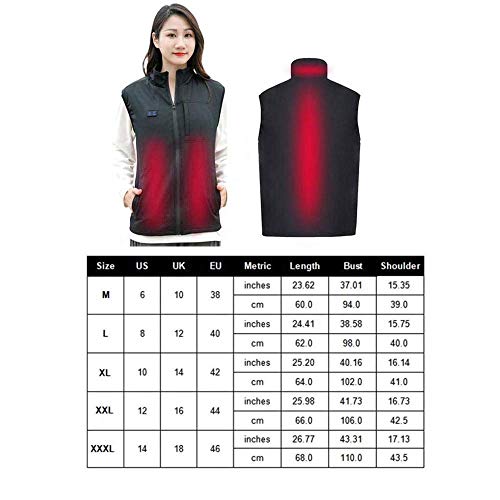 zvcv Chaleco térmico de Carga Chaqueta eléctrica cálida Chaleco térmico para Hombres Mujeres Lavable Chaleco térmico Ajustable de Varios tamaños para Acampar al Aire Libre Senderismo, XL