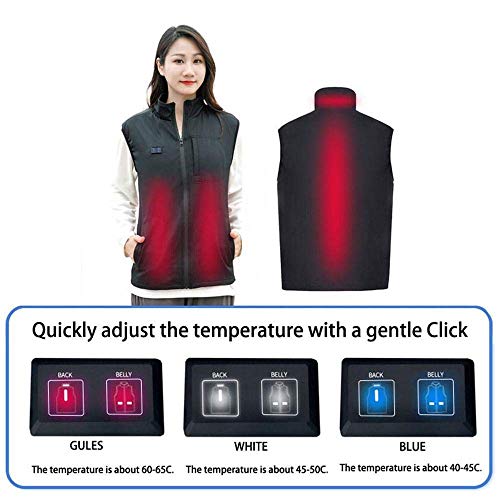 zvcv Chaleco térmico de Carga Chaqueta eléctrica cálida Chaleco térmico para Hombres Mujeres Lavable Chaleco térmico Ajustable de Varios tamaños para Acampar al Aire Libre Senderismo, XL