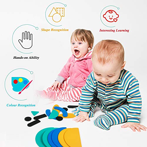 ZWOOS Tangram Madera, Formas y Colores Puzzles de Madera 36 Montessori Puzzle de Madera + 60 PCS Diseño Tarjetas de Apilamientos Juegos y Juguetes Educativos Clasificación de la Infancia
