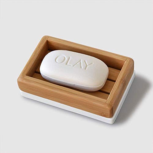 Zxb-shop Jaboneras Jabonera la Bandeja del jabón Bamboo Bar Cuadro Titular for la Ducha del Fregadero de Cocina, Doble Capa drenante contenedor Caja de jabón