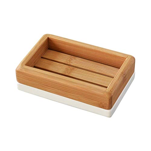 Zxb-shop Jaboneras Jabonera la Bandeja del jabón Bamboo Bar Cuadro Titular for la Ducha del Fregadero de Cocina, Doble Capa drenante contenedor Caja de jabón
