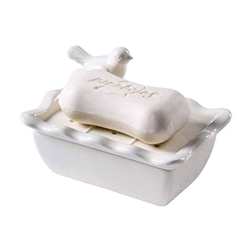 Zxb-shop Jaboneras Las Capas cerámicas de Cocina jabón del Plato de Ducha Platos de jabón de baño Doble Bandeja de Drenaje Jabón Caja con Tapa