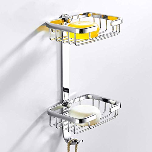 Zxb-shop Jaboneras Montado en la Pared del Plato de jabón, jabón de Acero Esponja sostenedor de la Bandeja con Ganchos for baño, Ducha de hidromasaje Cocina