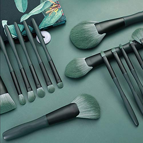 ZXIAOMEI Conjuntos de cepillos del Maquillaje Cepillo Profesional del Maquillaje sintético Mezcla Sombras de Ojos de la Cara de cepillos del Maquillaje (14pcs Verde)