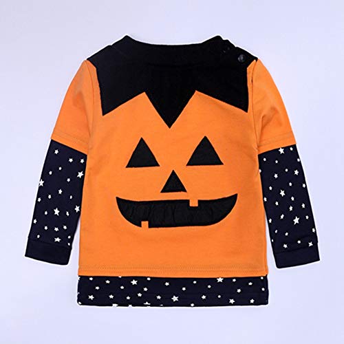 ZXYSHOP 4psc Ropa Infantil de Halloween, otoño e Invierno bebé Bruja Calabaza pantalón de Manga Larga Conjunto de Capa de Sombrero,110