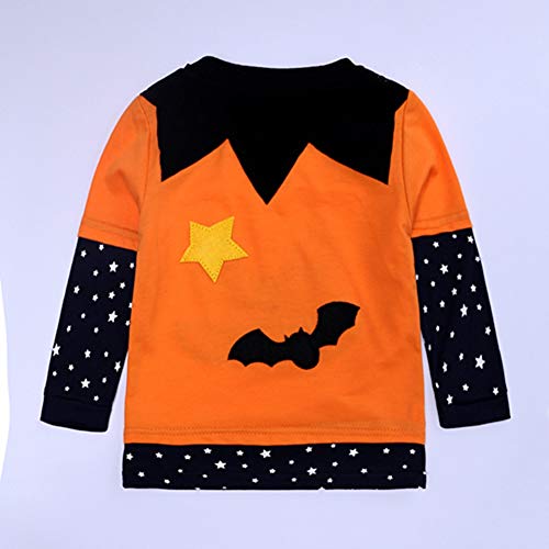 ZXYSHOP 4psc Ropa Infantil de Halloween, otoño e Invierno bebé Bruja Calabaza pantalón de Manga Larga Conjunto de Capa de Sombrero,110