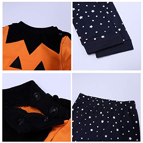 ZXYSHOP 4psc Ropa Infantil de Halloween, otoño e Invierno bebé Bruja Calabaza pantalón de Manga Larga Conjunto de Capa de Sombrero,110
