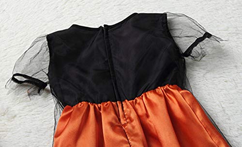 ZXYSHOP Disfraz Bruja De Halloween para Niñas Cosplay Niña Halloween Vestidos Y Sombrero Bruja,120CM