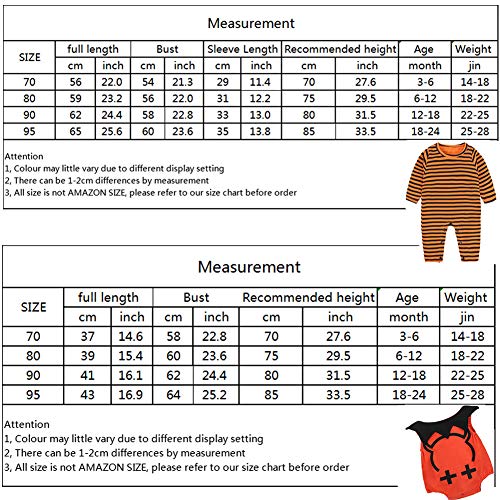ZXYSHOP Disfraz De Halloween Mono para Niños Recién Nacido Bebé Calabaza Mono De Manga Larga + Chaleco + Sombrero Mono De 3 Piezas Halloween,90
