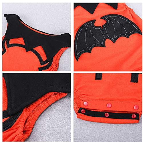 ZXYSHOP Disfraz De Halloween Mono para Niños Recién Nacido Bebé Calabaza Mono De Manga Larga + Chaleco + Sombrero Mono De 3 Piezas Halloween,90