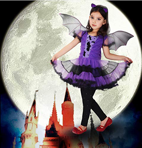 ZXYSHOP Disfraz De Halloween Niña 2-15 Años De Edad, Vestido Y Sombrero De Bruja Disfraz,110CM