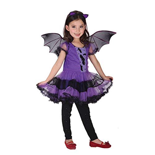 ZXYSHOP Disfraz De Halloween Niña 2-15 Años De Edad, Vestido Y Sombrero De Bruja Disfraz,110CM