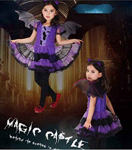 ZXYSHOP Disfraz De Halloween Niña 2-15 Años De Edad, Vestido Y Sombrero De Bruja Disfraz,110CM