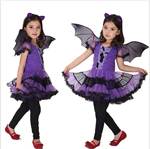 ZXYSHOP Disfraz De Halloween Niña 2-15 Años De Edad, Vestido Y Sombrero De Bruja Disfraz,110CM