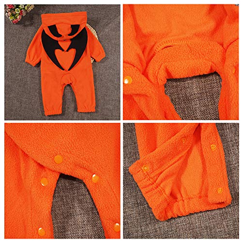 ZXYSHOP Recién Nacido Bebé Mameluco De Halloween Mono Largo Cuello Alto De Manga Larga Niña Niño Body con Estampado De Calabazas Trajes,100
