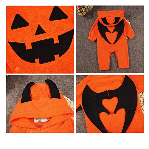 ZXYSHOP Recién Nacido Bebé Mameluco De Halloween Mono Largo Cuello Alto De Manga Larga Niña Niño Body con Estampado De Calabazas Trajes,100