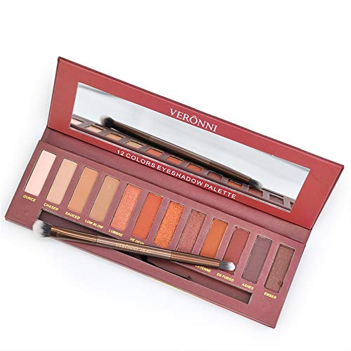 ZYC 12 Colores Paleta de Sombra de Ojos Maquillaje de Sombra de Ojos Ahumado Nude Marrón Cálido Rojo Cosmético Maquillaje de Ojos Fundación Herramientas