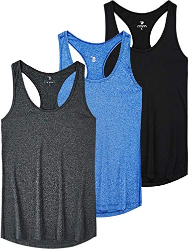 ZYD Camiseta sin Mangas de Yoga para Mujer Activewear Running Workout Gym Camiseta sin Mangas, A, Negro/Azul/Gris Granito, XL