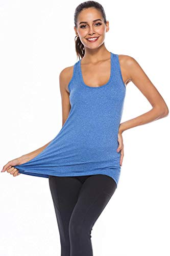 ZYD Camiseta sin Mangas de Yoga para Mujer Activewear Running Workout Gym Camiseta sin Mangas, A, Negro/Azul/Gris Granito, XL