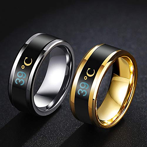 ZYJ (2 Piezas) Anillo De Múltiples Funciones Elegante con Sensor De Temperatura, Timbre Inteligente De Desgaste Dedo, Impermeable Color Que Cambia La Temperatura del Anillo (Negro),10