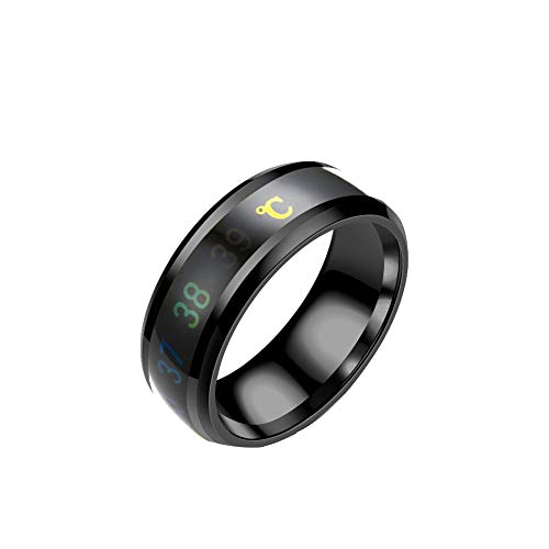 ZYJ (2 Piezas) Anillo De Múltiples Funciones Elegante con Sensor De Temperatura, Timbre Inteligente De Desgaste Dedo, Impermeable Color Que Cambia La Temperatura del Anillo (Negro),10