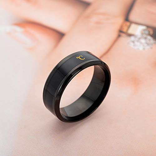 ZYJ (2 Piezas) Anillo De Múltiples Funciones Elegante con Sensor De Temperatura, Timbre Inteligente De Desgaste Dedo, Impermeable Color Que Cambia La Temperatura del Anillo (Negro),10