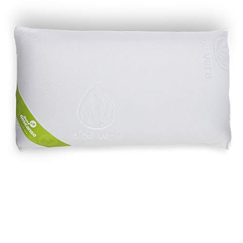 ZZ DON DESCANSO Pack 2 Almohadas Aloe Vera con Copos Viscoelástica, 70cm, Firmeza Media, Ergonómicas, Adaptables a Cabeza y Cuello, Transpirables, Tejido Strech. Fabricadas en España.