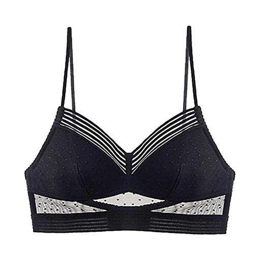 ZZSNT Lace U-Shaped Backless Bra Low Back Comfort Lifting Bralette Stealth Underwear M Black-1*Bra