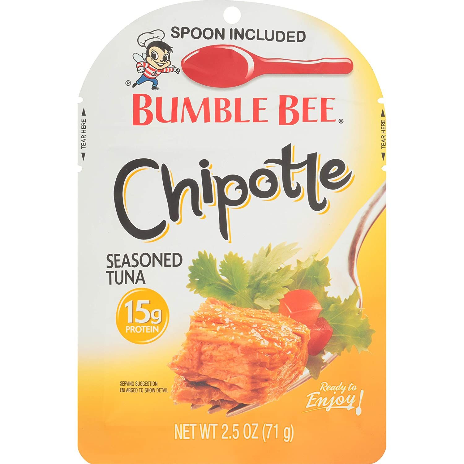 bumble bee seasoned tuna pouch with spoon