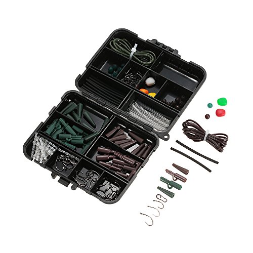 - Lixada - Set de accesorios para la pesca de carpas formado por 142 artículos. Set de pesca compuesto por clips de plomo, ganchos, emerillones, cebos y agujas