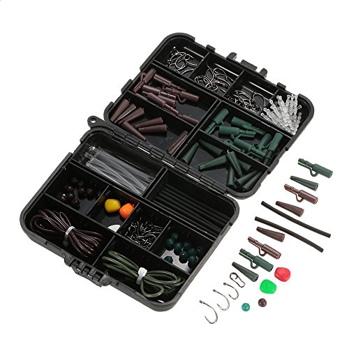 - Lixada - Set de accesorios para la pesca de carpas formado por 142 artículos. Set de pesca compuesto por clips de plomo, ganchos, emerillones, cebos y agujas