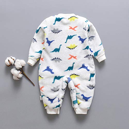0-18 Meses Ropa De Bebe Manga Larga Mezcla De AlgodóN Mono Mameluco Pijama De Peluche Suave Y Confortable Abrigo Grueso Chaqueta Abrigada FáCil De Poner Y Quitar Ropa Original (Blanco,0-3 meses/66)