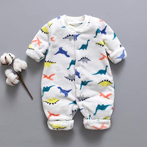 0-18 Meses Ropa De Bebe Manga Larga Mezcla De AlgodóN Mono Mameluco Pijama De Peluche Suave Y Confortable Abrigo Grueso Chaqueta Abrigada FáCil De Poner Y Quitar Ropa Original (Blanco,0-3 meses/66)