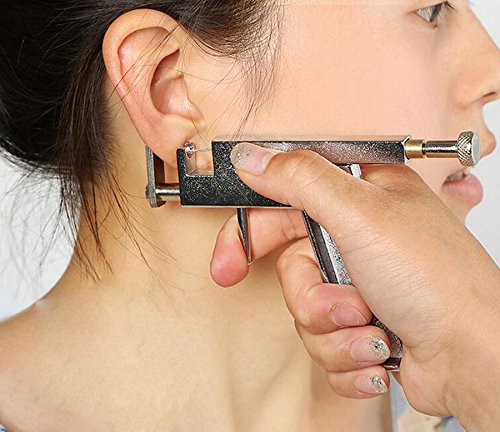 1 juego de piercings de acero plateado para nariz, labio, ombligo, piercing, herramienta de belleza con 98 pendientes de acero y rotulador