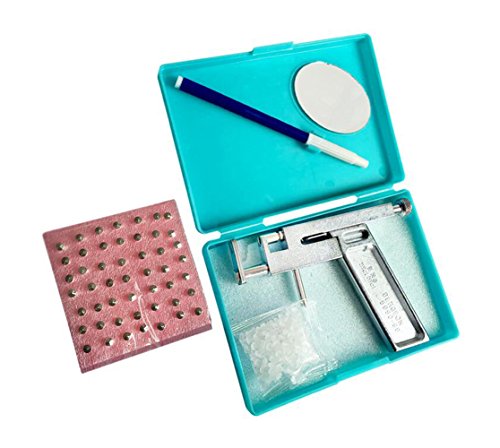 1 juego de piercings de acero plateado para nariz, labio, ombligo, piercing, herramienta de belleza con 98 pendientes de acero y rotulador