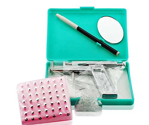 1 juego de piercings de acero plateado para nariz, labio, ombligo, piercing, herramienta de belleza con 98 pendientes de acero y rotulador