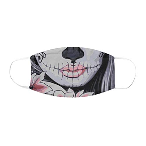 1 Pieza Halloween Unidad de paños faciales de protección Facial Lavables Reutilizables de Color Impresión con Correa elástica Transpirable a Prueba de Polvo para Mujeres y Hombres