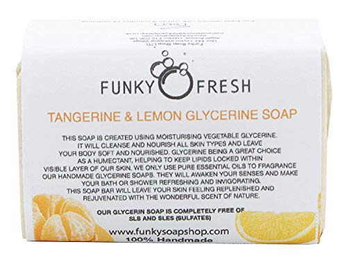 1 Unidad Mandarina & Limón Glicerina Jabón, 95G Hecho a Mano Libre de Sulfatos