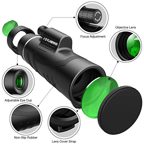 10 x 42 HD Clear Dual Focus Telescopio Monocular, compacto BAK4 multicapa Zoom óptico lente Alcance con baja visión nocturna ideal para la caza Camping senderismo, eventos deportivos por dreampower