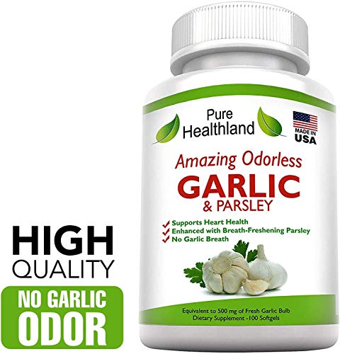 100 Cápsulas Blandas De Suplementos de Alta Potencia Inodoras De Ajo Y Perejil. Rico En Antioxidantes Naturales