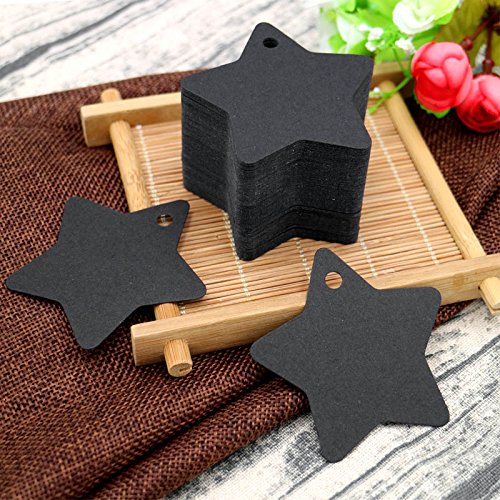 100 etiquetas de papel kraft para regalo con forma de estrella con 30,5 metros de cuerda de yute natural, idea para regalos de boda, de cumpleaños, etiquetas de precios y de equipaje