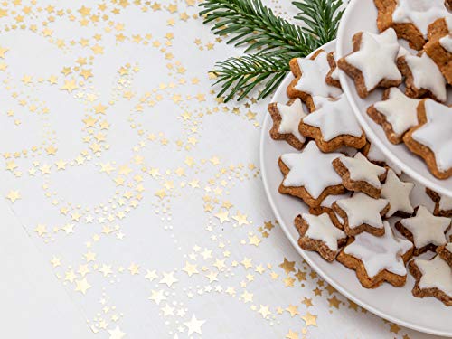 100% Mosel Camino de mesa estrellas oro metálico, organza, 28 cm x 5 m | mesa banda | mesa decoración Navidad + Advent Tiempo | Deko Fiestas de Navidad.