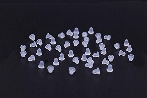 100 pares (200pcs) Gel Goma pendientes parte posterior Fasten garras Backs – quirúrgico oreja tuercas pendiente backings studs tapón de seguridad de la espalda (transparente)