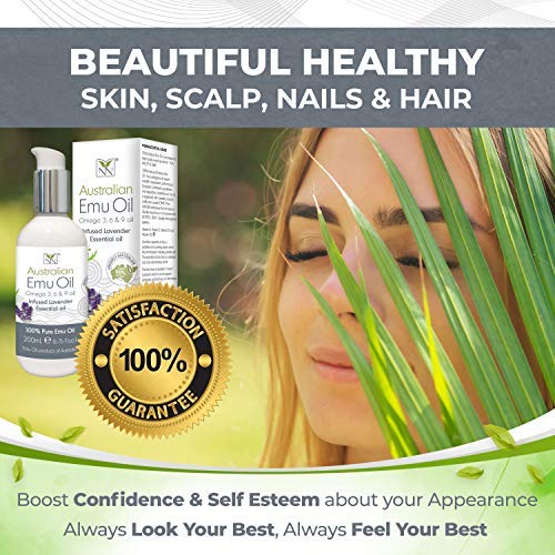 100% Pure Pharmaceutical Grade Emu Oil Infused with Lavender Essential Oil (200ml)