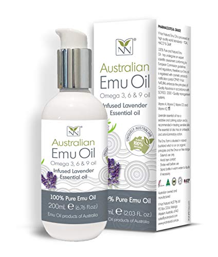 100% Pure Pharmaceutical Grade Emu Oil Infused with Lavender Essential Oil (200ml)