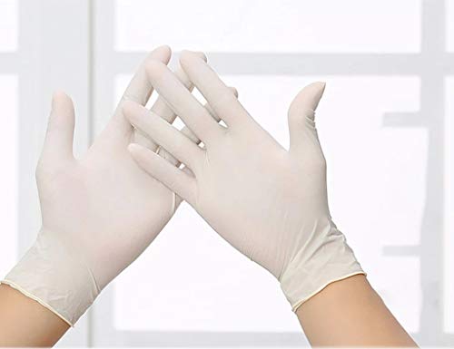 100 unidades de guantes de látex en caja dispensadora – sin polvo no estéril elástico blanco – Guantes de exploración Alemania – Guantes desechables desechables (L)