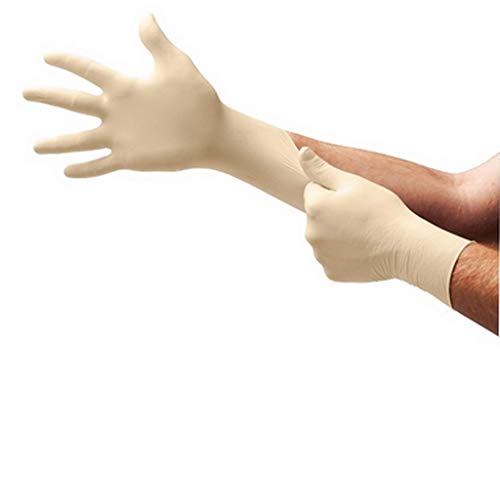 100 unidades de guantes de látex en caja dispensadora – sin polvo no estéril elástico blanco – Guantes de exploración Alemania – Guantes desechables desechables (L)