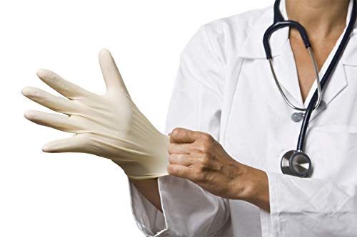 100 unidades de guantes de látex en caja dispensadora - sin talco, no estéril - 5 tamaños de guantes desechables, S, 1