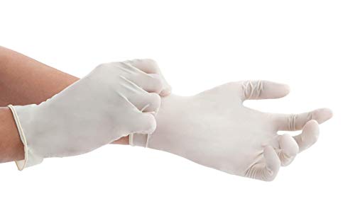 100 unidades de guantes de látex en caja dispensadora - sin talco, no estéril - 5 tamaños de guantes desechables, S, 1